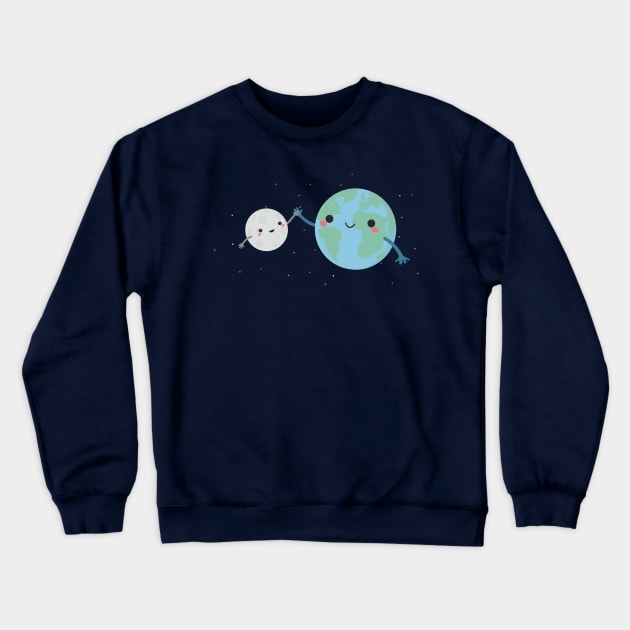 Cute Earth and Moon T-Shirt Crewneck Sweatshirt by happinessinatee